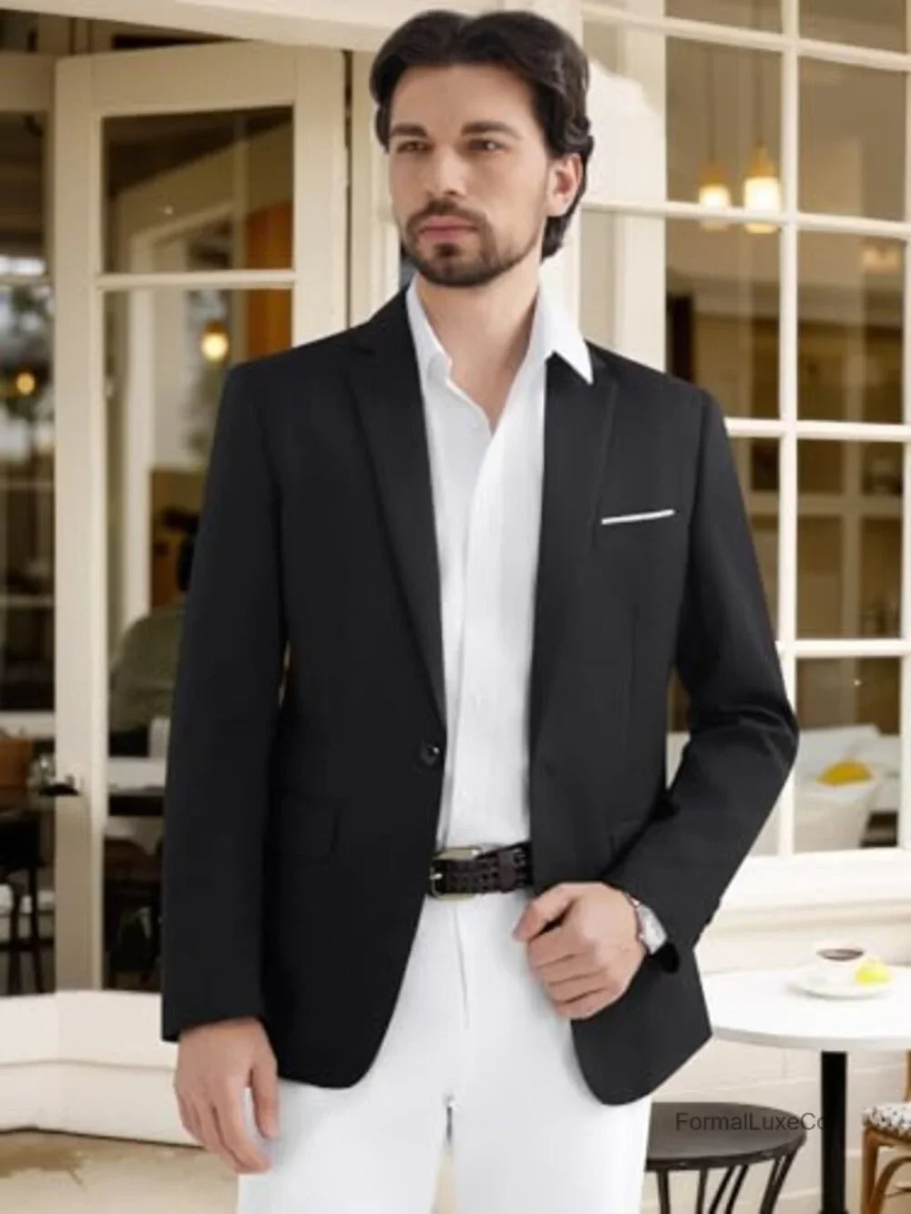 Slim Fit One Button Blazer for Men - 80% Polyester 20% Viscose
